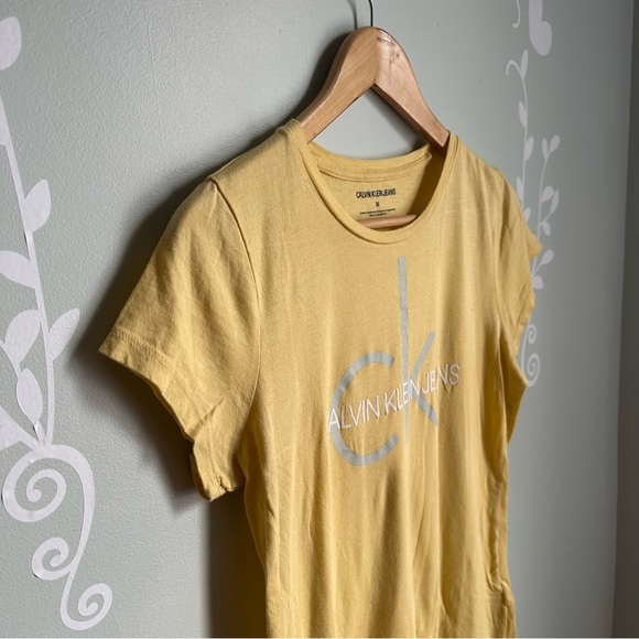Yellow Calvin Klein Jeans Cotton Blend T-Shirt in size M - Picture 4 of 6